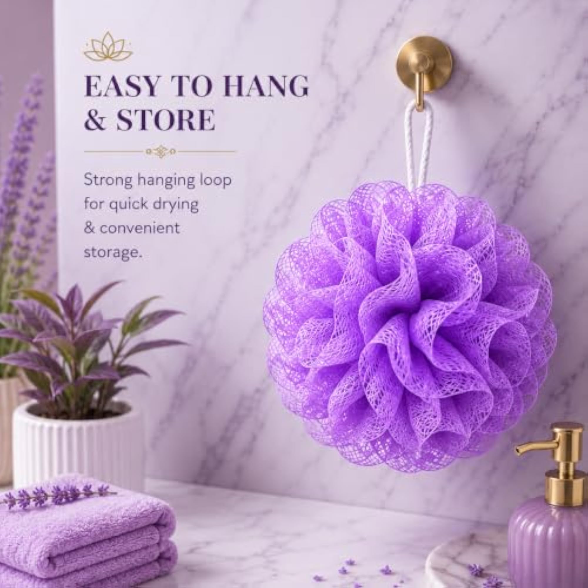 Loofah Bath Shower Sponge Scrubber in Purple